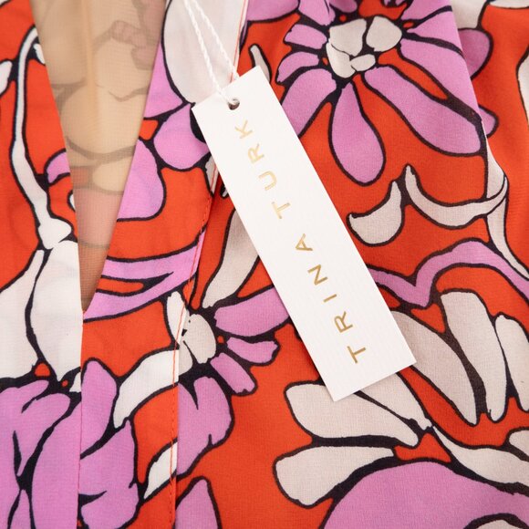 NEW TRINA TURK Light Hearted Top silk print size M - Picture 2 of 10